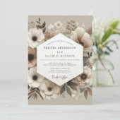 Cream Botanical Whisper Hochzeit Einladung (Stehend Vorderseite)