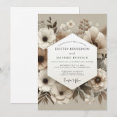 Cream Botanical Whisper Hochzeit Einladung (Vorne/Hinten)