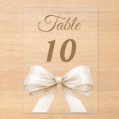 Cream bow acrylic table number sign acryleinladungen (Vorderseite)