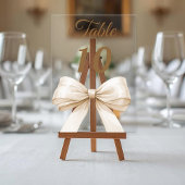 Cream bow acrylic table number sign acryleinladungen