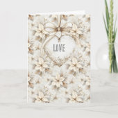 Cream Bow Heart Floral Valentine's Day Love Karte (Vorderseite)