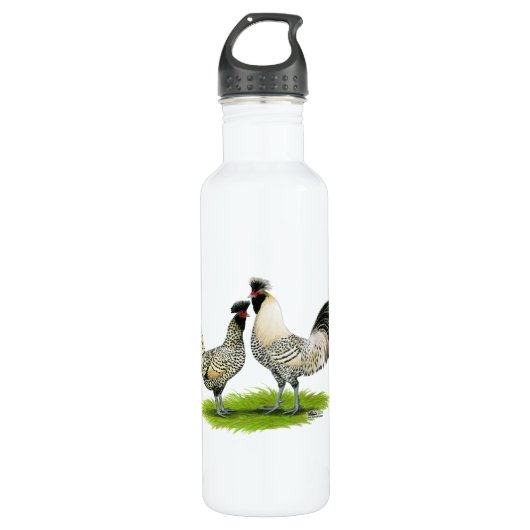 Cream Brabanter Chickens Edelstahlflasche (Vorderseite)