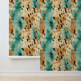 Cream Brown Aqua Cowhide Tapete