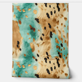 Cream Brown Aqua Cowhide Tapete