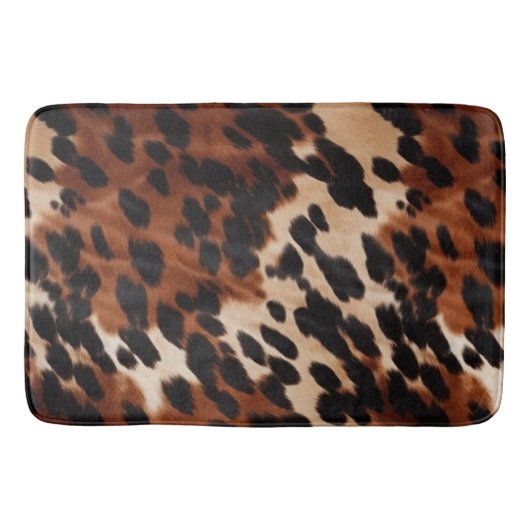 Cream Brown Black Cowhide Badematte (Vorderseite)