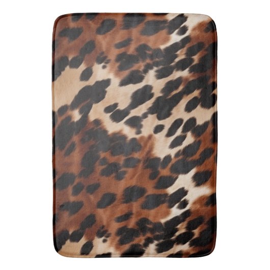Cream Brown Black Cowhide Badematte (Vorderseite Vertikal)