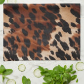 Cream Brown Black Cowhide Geschirrtuch (Gefaltet)