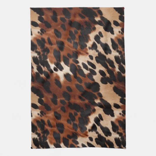 Cream Brown Black Cowhide Geschirrtuch (Vertikal)