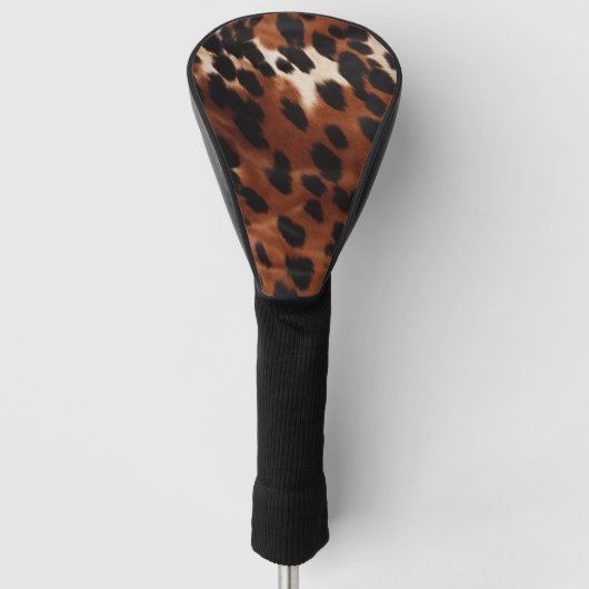Cream Brown Black Cowhide Golf Headcover (Vorderseite)