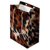 Cream Brown Black Cowhide Mittlere Geschenktüte (Vorderseite Schrägansicht)