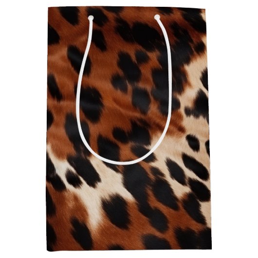Cream Brown Black Cowhide Mittlere Geschenktüte (Vorderseite)