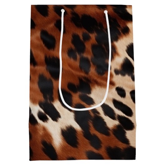 Cream Brown Black Cowhide Mittlere Geschenktüte (Rückseite)