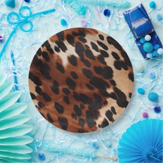 Cream Brown Black Cowhide Pappteller (Party)