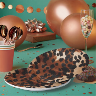 Cream Brown Black Cowhide Pappteller