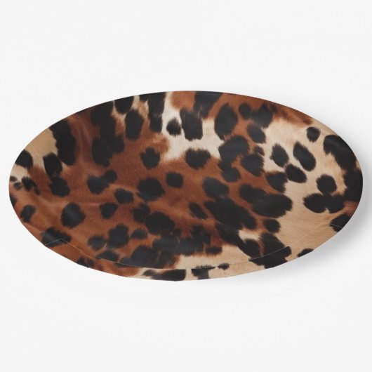 Cream Brown Black Cowhide Pappteller (Schrägansicht)