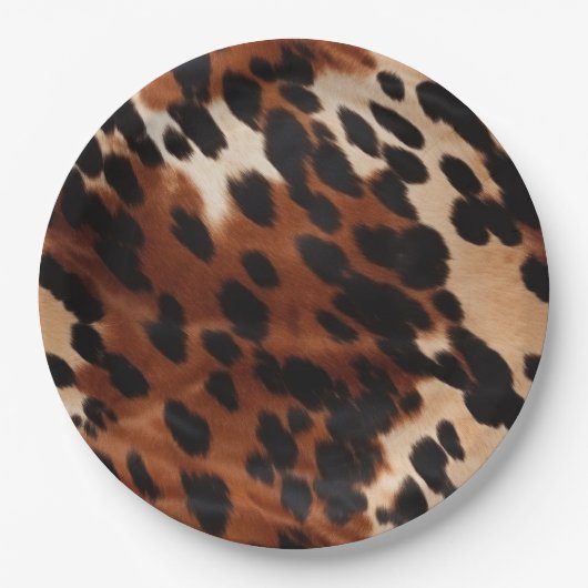 Cream Brown Black Cowhide Pappteller (Vorderseite)