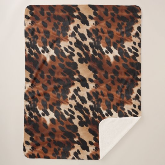 Cream Brown Black Cowhide Sherpadecke (Vorderseite)