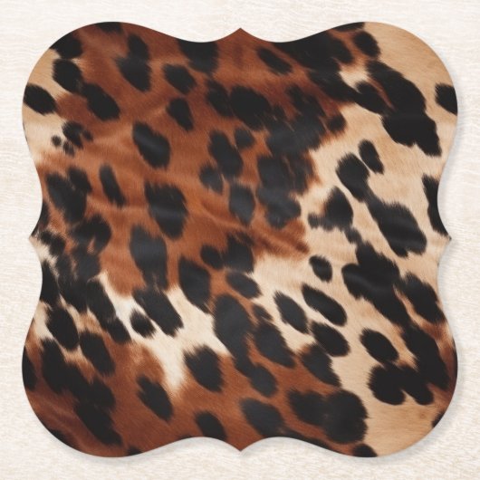 Cream Brown Black Cowhide Untersetzer (Vorderseite)
