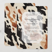 Cream Brown Black Western Cowhide Wedding Einladung (Vorne/Hinten)