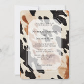 Cream Brown Black Western Cowhide Wedding Einladung (Vorderseite)