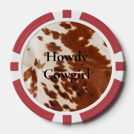 Cream Brown Cowgirl Cowboy Cowhide Pokerchips (Vorderseite)