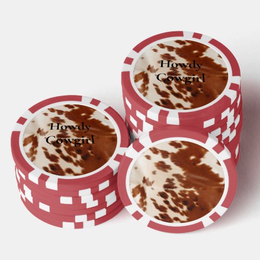 Cream Brown Cowgirl Cowboy Cowhide Pokerchips (Stapel)