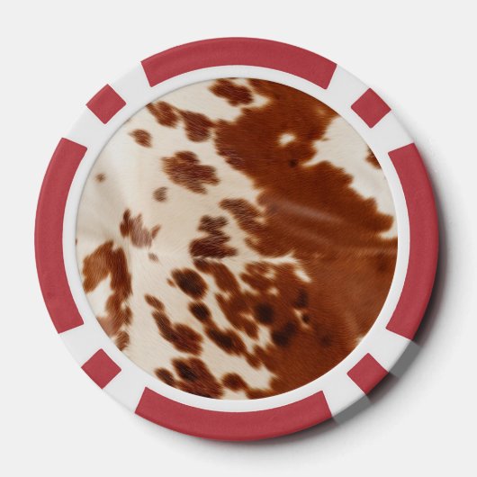 Cream Brown Cowgirl Cowboy Cowhide Pokerchips (Rückseite)