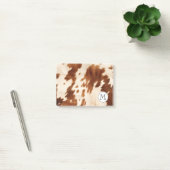 Cream Brown Cowgirl Cowhide Monogram Post-it Klebezettel (Büro)
