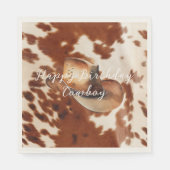 Cream Brown Cowhide Cowboy Hat Serviette (Vorderseite)