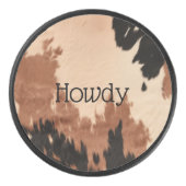 Cream Brown Cowhide Eishockey Puck (Vorderseite)
