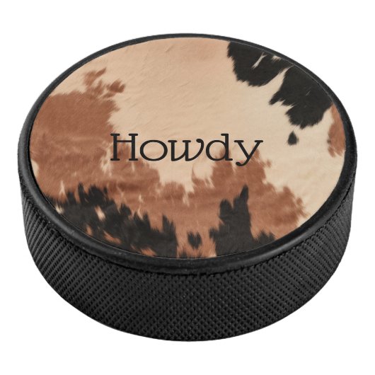 Cream Brown Cowhide Eishockey Puck (3/4)