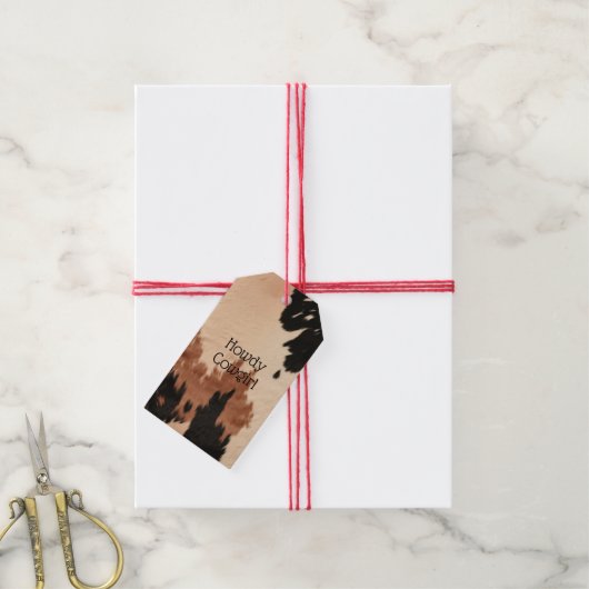 Cream Brown Cowhide Geschenkanhänger (Mit Garn)