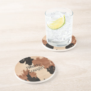 Cream Brown Cowhide Getränkeuntersetzer