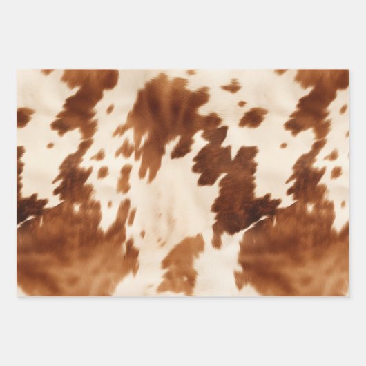 Cream Brown Cowhide Gold Tree Geschenkpapier Set (Vorderseite 3)