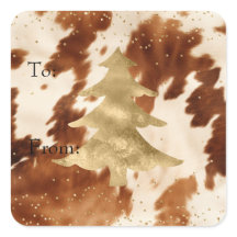 Cream Brown Cowhide Gold Tree