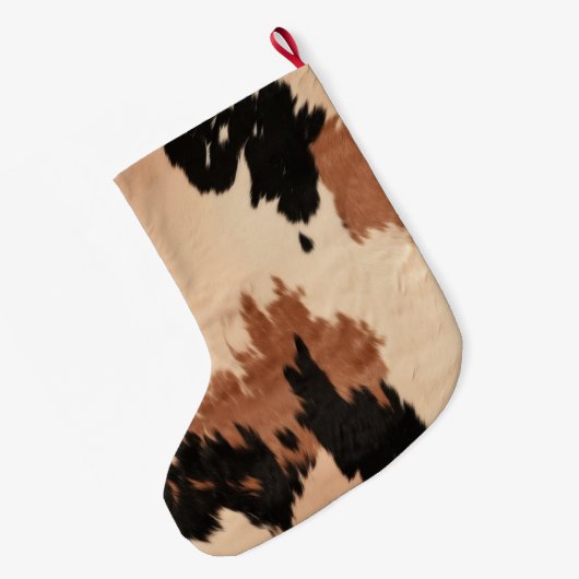 Cream Brown Cowhide Großer Weihnachtsstrumpf (Rückseite (Hängend))