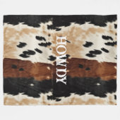 Cream Brown Cowhide Howdy Fleecedecke (Vorderseite (Horizontal))