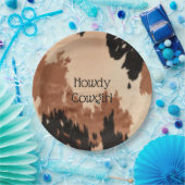 Cream Brown Cowhide Pappteller (Party)