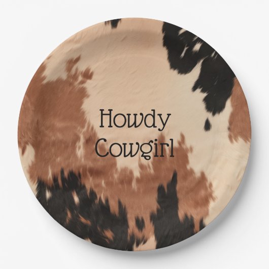 Cream Brown Cowhide Pappteller (Vorderseite)