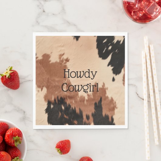 Cream Brown Cowhide Serviette (Beispiel)