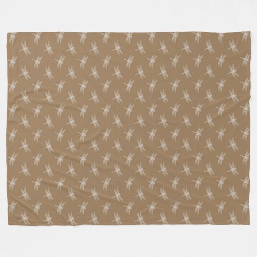 Cream Brown Dragonflies Fleecedecke (Vorderseite (Horizontal))