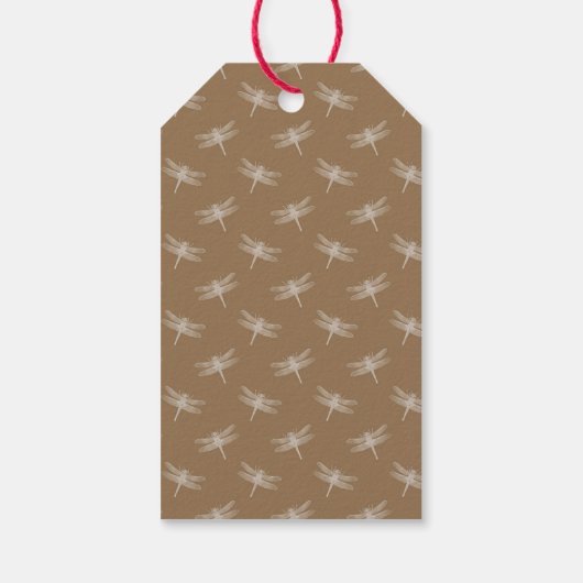 Cream Brown Dragonflies Geschenkanhänger (Rückseite)