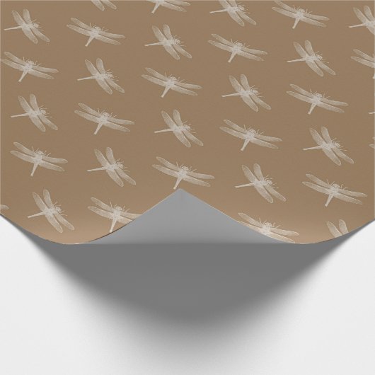 Cream Brown Dragonflies Geschenkpapier (Ecke)