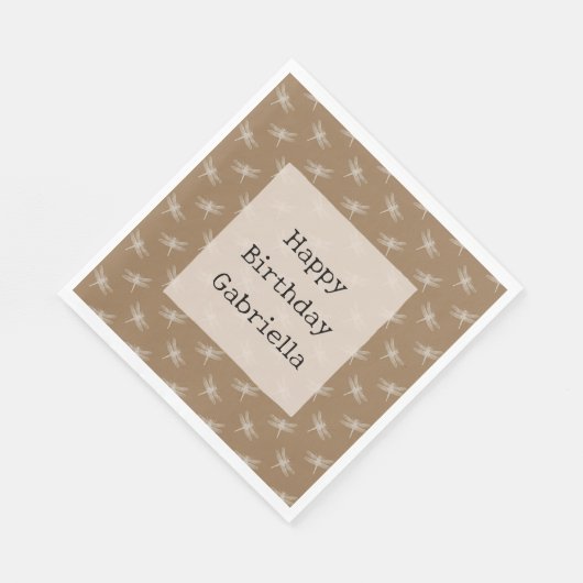Cream Brown Dragonflies Serviette (Ecke)