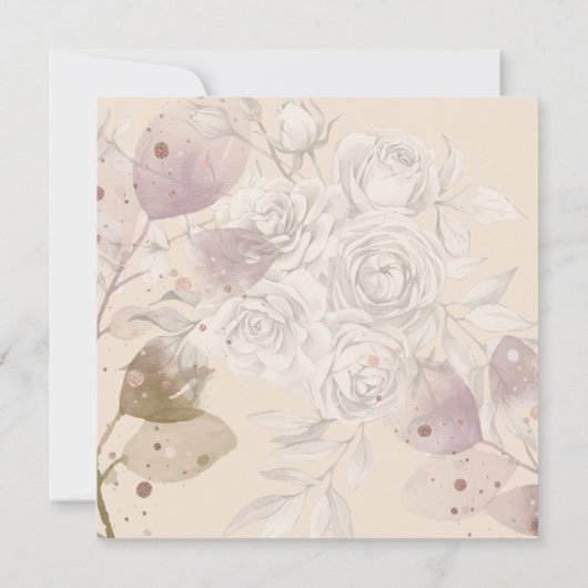 Cream Brown Floral Elegantes Brautparty Ankündigung (Rückseite)