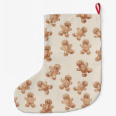 Cream Brown Gingerbread Cookies Großer Weihnachtsstrumpf (Rückseite)