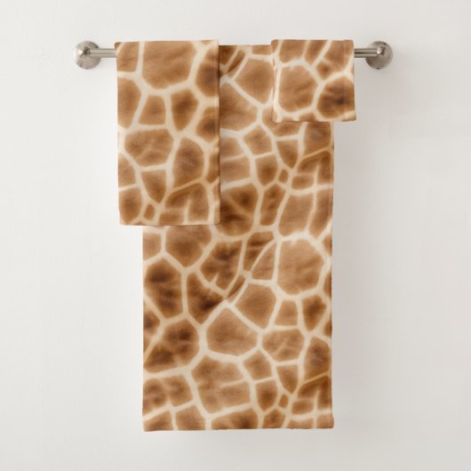 Cream Brown Giraffe Animal Print Badhandtuch Set (Insitu)
