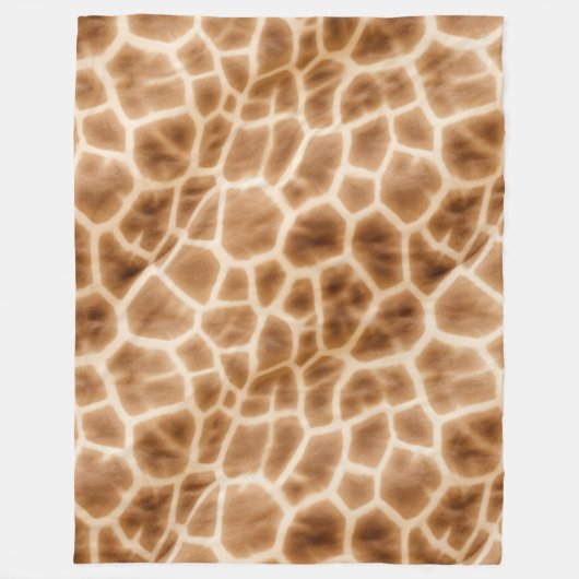 Cream Brown Giraffe Animal Print Fleecedecke (Vorderseite)