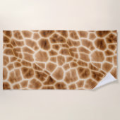 Cream Brown Giraffe Animal Print Strandtuch (Vorderseite)