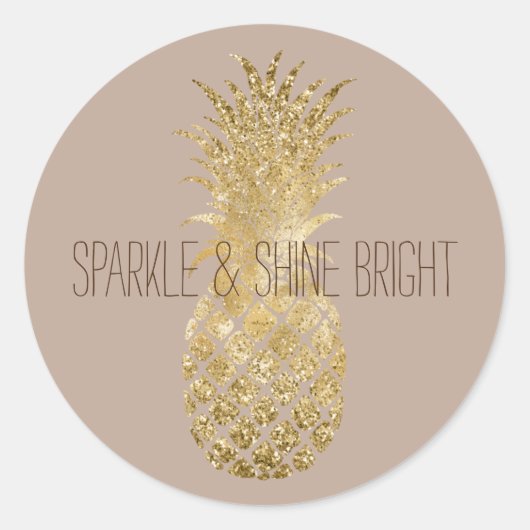 Cream Brown Glitzer Glitzy Pineaple Sparkle Runder Aufkleber (Vorderseite)